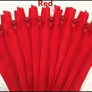 9 piece Red 12” Inch zipper